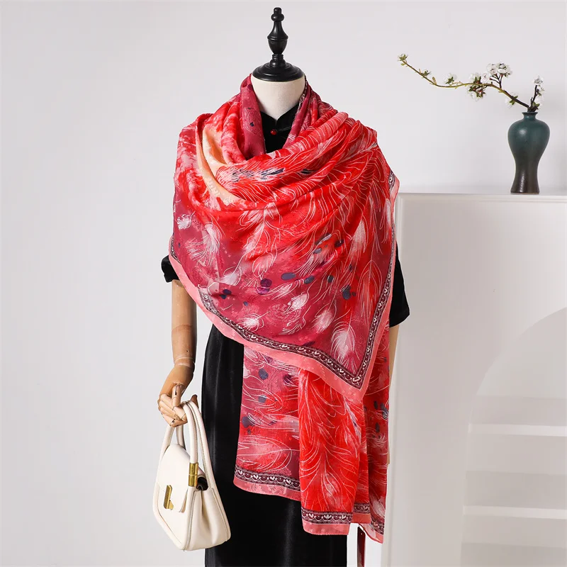 2024 88 * 190CM Fashion Dustproof Handkerchief Popular Satin Silk Shawl Scarf Luxury Printed Sunscreen Beach Towel