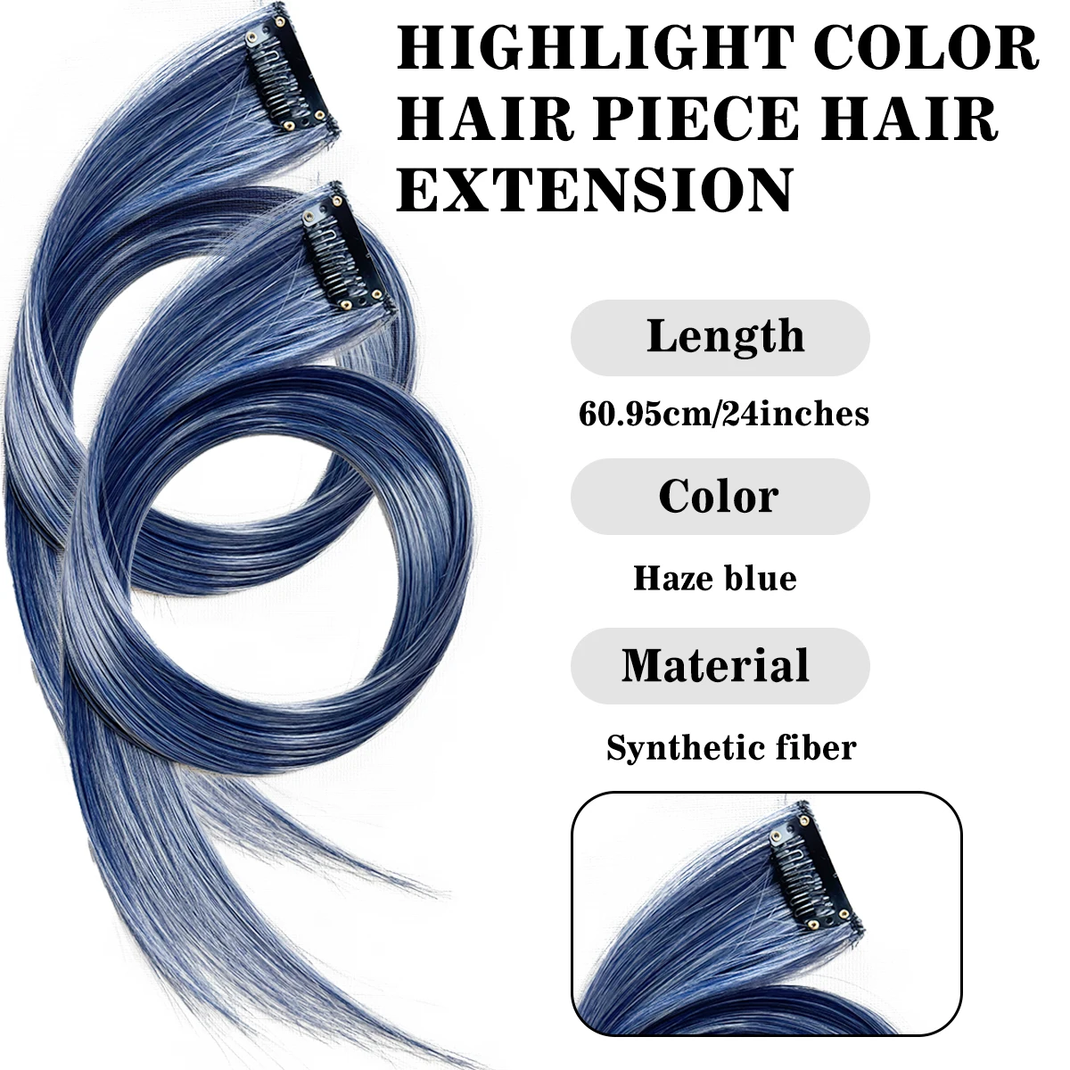 Synthetic Colored Clip In Hair Extensions Straight Highlight Hair Streaks Rainbow Hanging Hair Pieces Hairpiece For Women Party