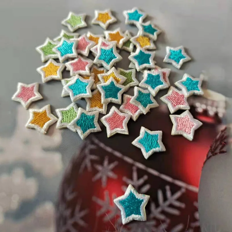 Wholesale Self-adhesive 10pcs Exquisite Embroidery Mini Star Patches for Clothing Iron on Clothes Appliques Sewing Accessories