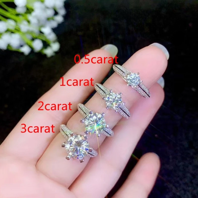 

925 Silver Inlay 3carat Moissanite Diamond Women's Ring Fine Jewelry Luxury Jewelry Designers