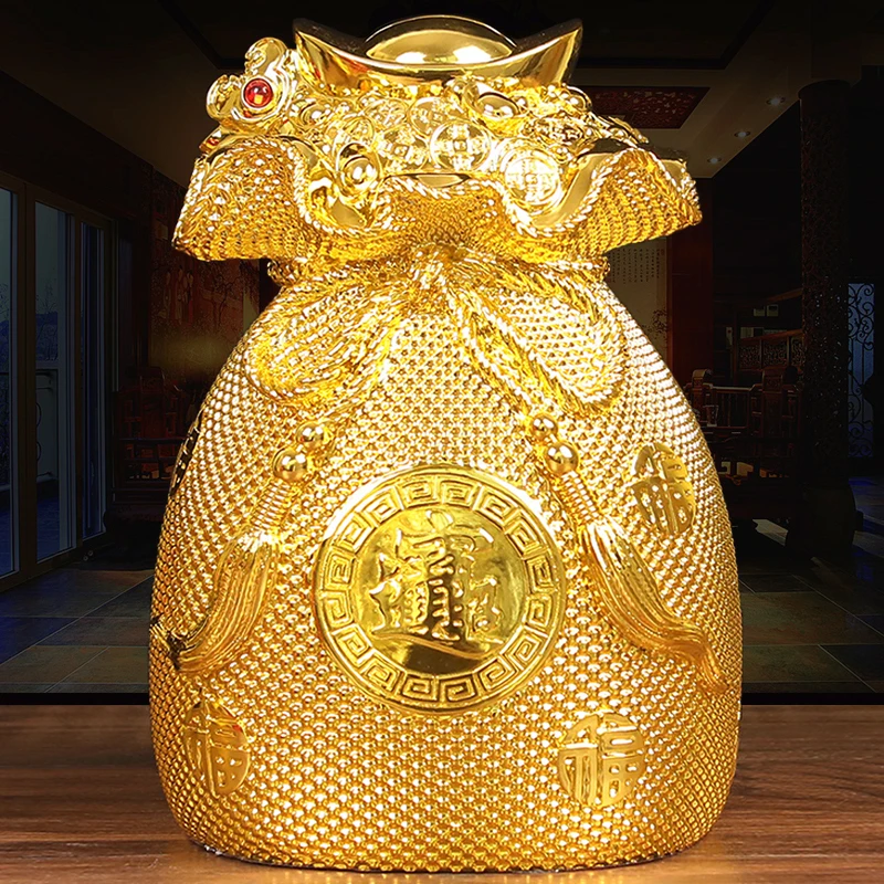 Gold bag cornucopia saving money blessing bag piggy bank home living room wine cabinet decorations ornaments  opening gift