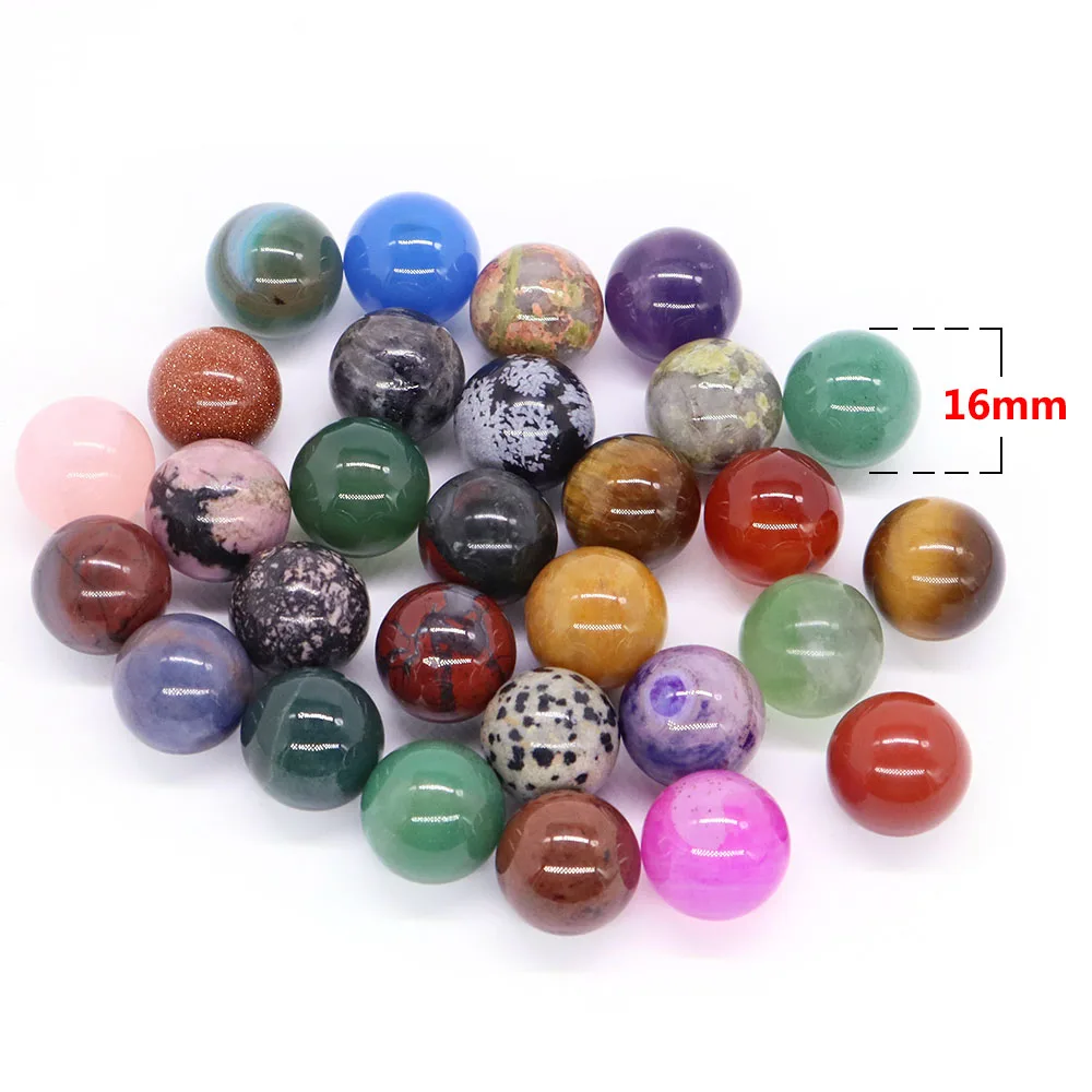 Wholesale 16mm Crystal Non-Porous Beads Natural Healing Stone Sphere Mini Ball For DIY Necklace Bracelet Jewelry Gift Home Decor