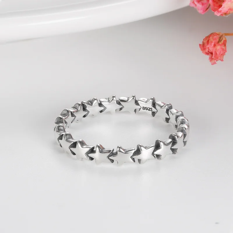 Anillo de Plata de Ley 925 Original para mujer, forma de estrella/corazón/onda, joyería fina de compromiso de boda, Simple, S925, regalo para mujer