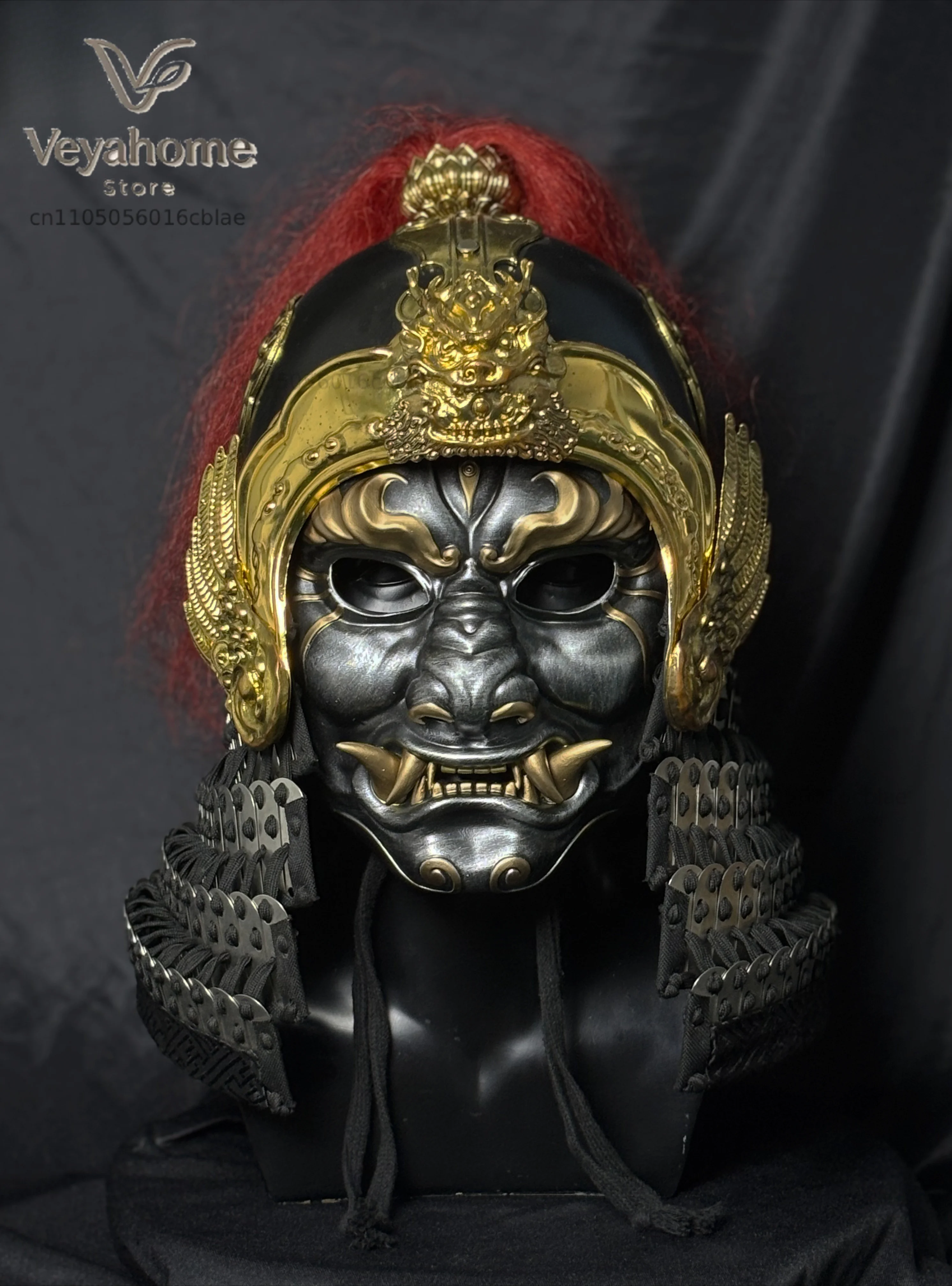 mask full face black gold national style armor Hanfu cos props can wear full face mask