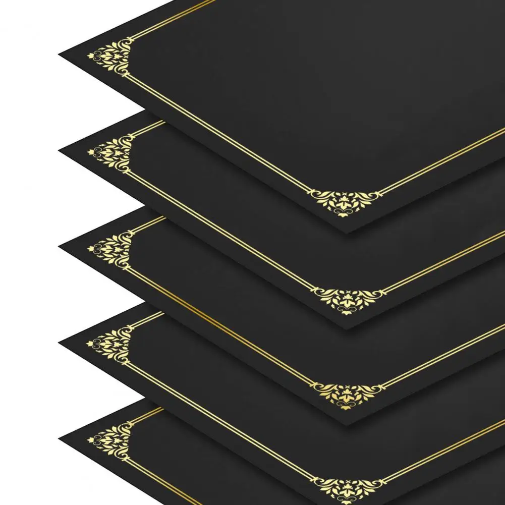 10 Pcs Black Certificate Holders Diploma Covers for 12.6 X 9.45 Inch Paper Gold Foil Border Cardstock Award Graduation