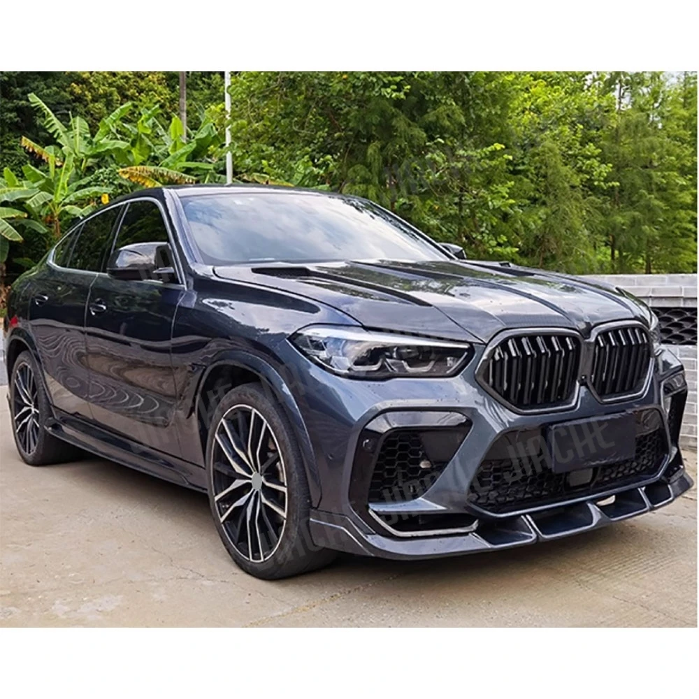 

Боковые юбки из углеродного волокна, удлинители, разветвители, диффузор для губ, крыло для BMW F96 X6 2019-2022, черные аксессуары FRP, боковые юбки