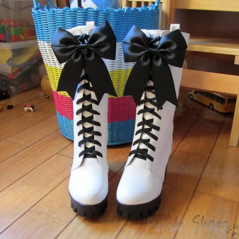Ciel Black Butler Cosplay Shoes Comic Anime White Long Boots Ciel Phantomhive Cosplay Costume Prop Shoes for Halloween Party