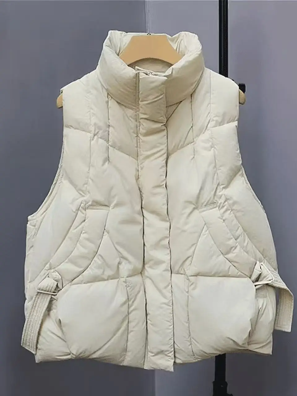 

Winter New Women's Stand Collar Thiened Cotton Vest Warm Loose Korean Sle Faionable Ci Commuting Zipper Design ort