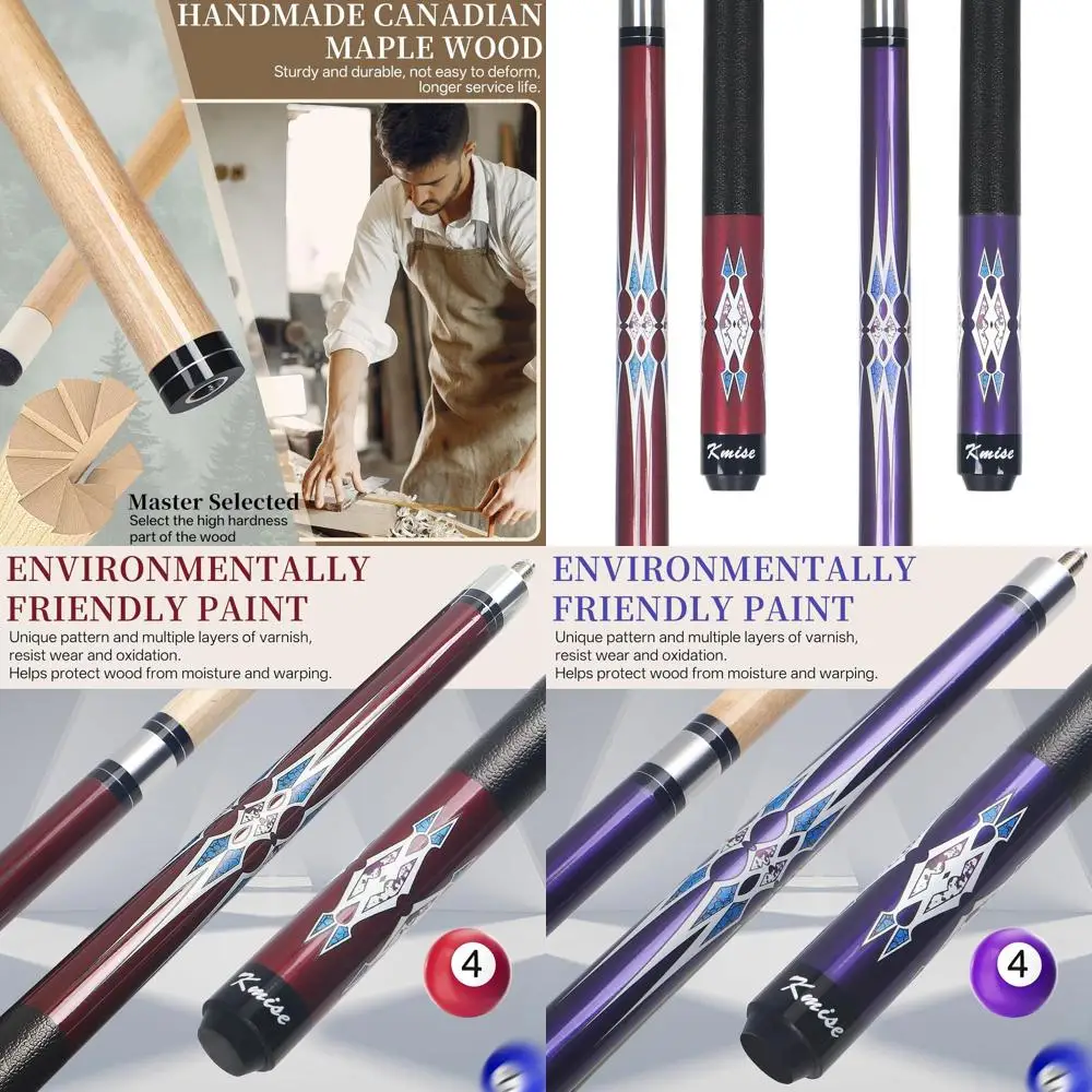 

Набор из 58 киев для бильярда, 18-21 унций, из кленового дерева, профессиональные бильярдные кии для взрослых, различные цвета, идеально подходят для барных бильярдных столов