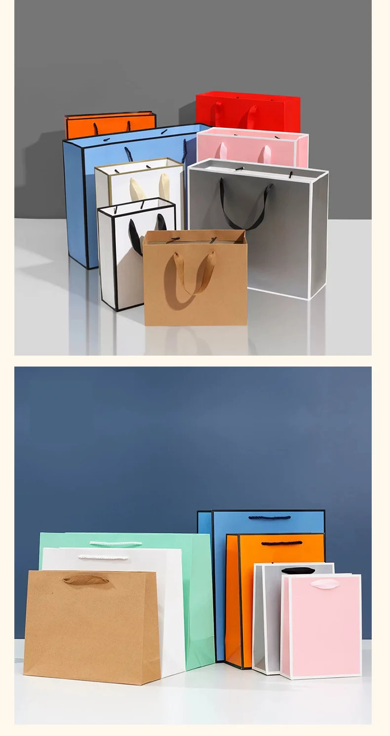 10 Stück Kraftpapier-Tragetaschen, Weihnachtsverpackung, Geschenktüten, Feiertags-Partygeschenke, Tragetaschen für Bekleidungsgeschäfte, Unterstützung für individuelles Logo – Detail 4