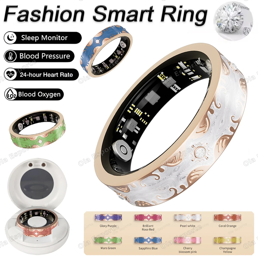 

New Various Color Options Smart Ring Lady Heart Rate Sleep Health Monitor Menstrual cycle detection Waterproof Sport Rings Women