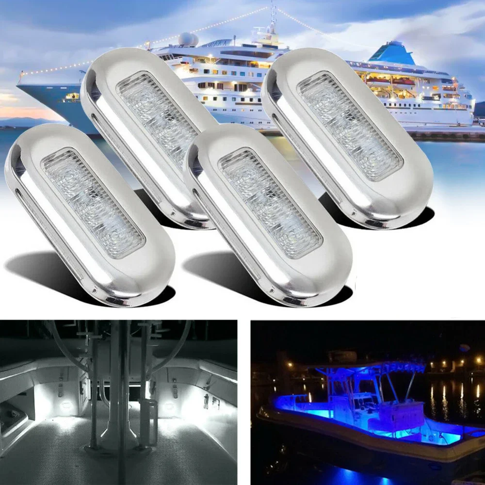 

4Pcs 12V Waterproof LED Boat Courtesy Lights Stern Light Yacht Marine Lights Stair Deck Transom Marine Boat Yacht Accessories