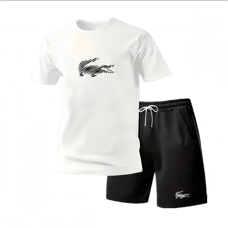 Men's Two-piece Sportswear Short Sleeved T-shirt and Pants Set Running and Fitness Sportswear 2026 Summer Big Discount
