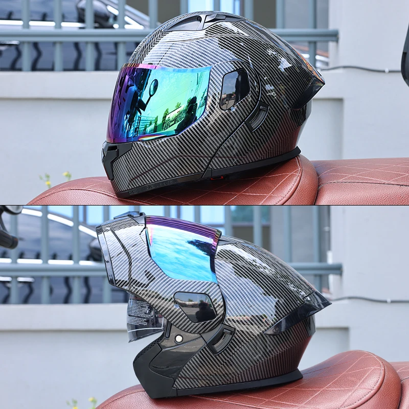 ORZ-103-DOT ABS Modular Motorcycle Helmet Flip Up Double Visor Full Face Motorbike Casco with Inner Sun Shield for Men Women image 3