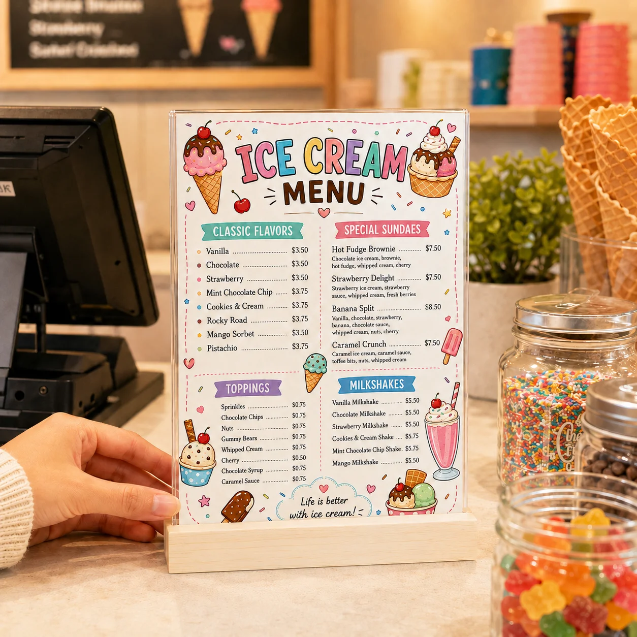 1pc/2pcs, Picture Custom Menu, Available In Horizontal Or Vertical Menu Stand, Perfect For Bars, Restaurants, Or Weddings.