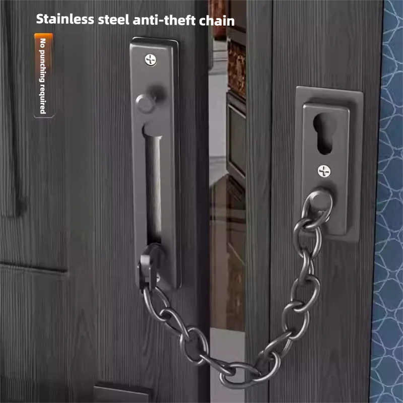 

Door Chain Lock Stainless Steel Security Chain Guard With Spring Anti Theft Press Lock Heavy Duty Polished Door Latch With Screw