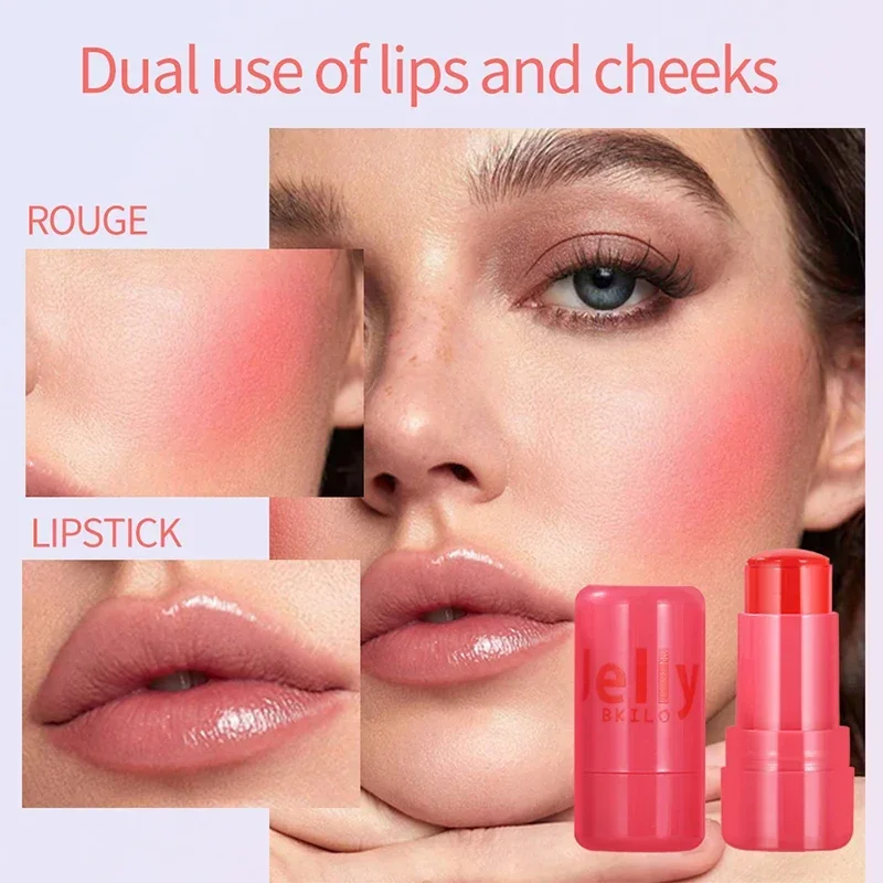 4pcs Set Jelly Cheek Blush Tint 3-in-1 Transparent Moisturized Blusher Facial Contour Rouge Lip Stick Long Lasting Rouge Makeup