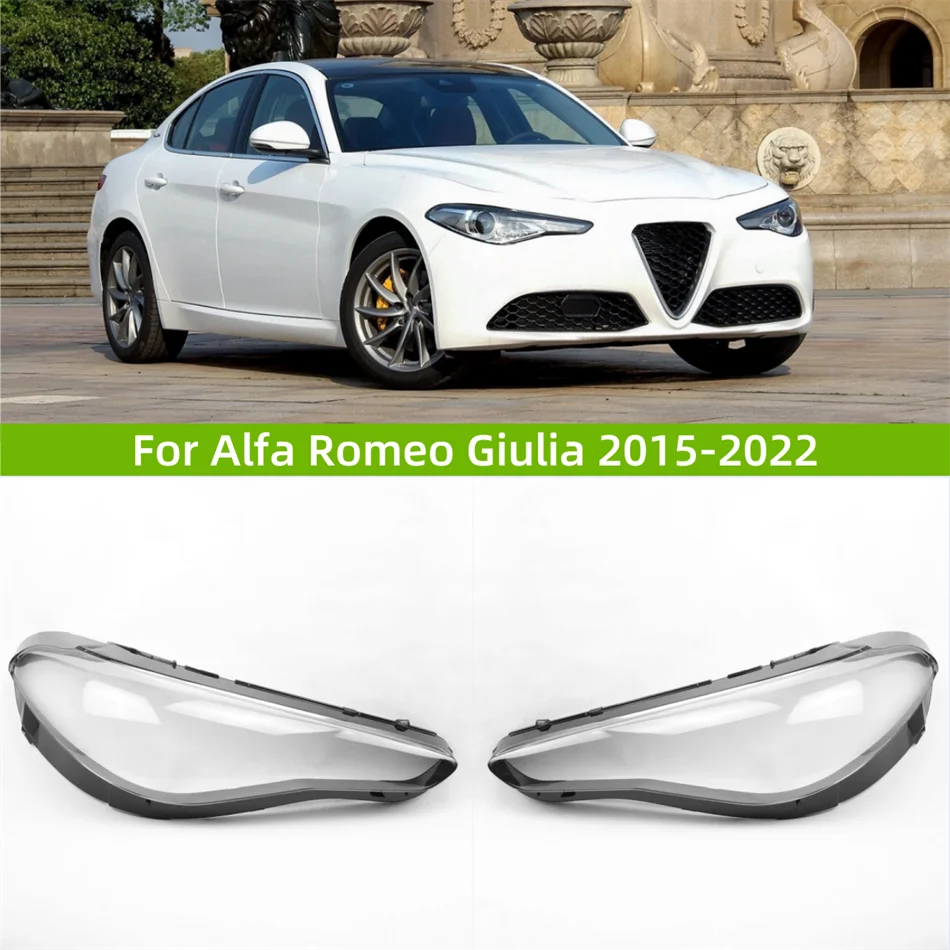 For Alfa Romeo Giulia 2015 2016 2017 2018 2019 2020 2021 2022 Accessories The Car Headlight Lights Glass Transparent shell