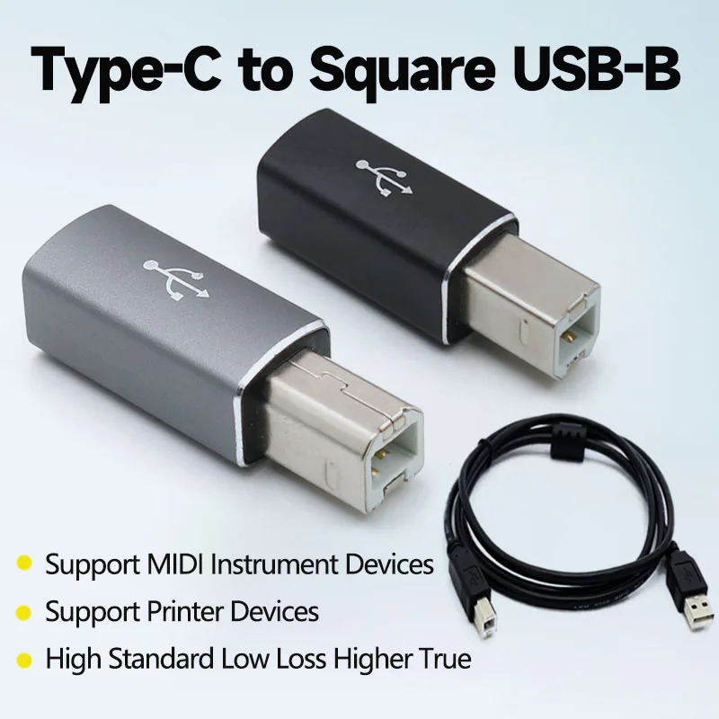1 unidad USB C a USB B 2,0 para controlador MIDI transferencia de datos macho a hembra adaptador tipo C a B para escáner de impresora HP/Epson/Canon