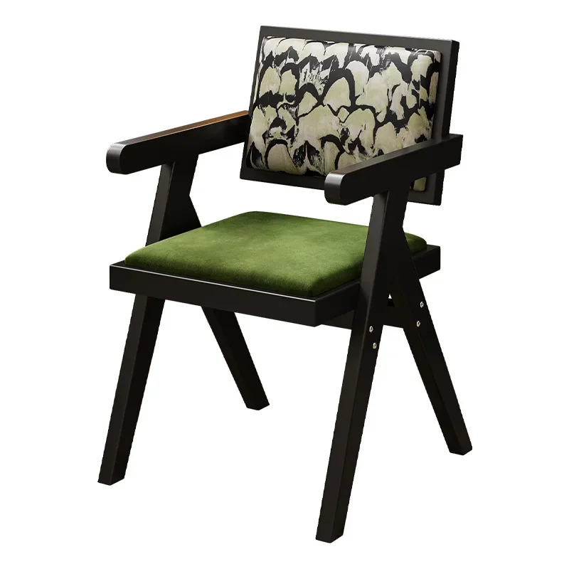 

Solid wood dining chair home backrest retro armchair