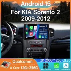 Car Radio Android 15 For KIA Sorento 2 XM 2009 - 2012 Multimedia Video Player GPS 4G Navigation 360 Camera Wireless CarPlay Auto