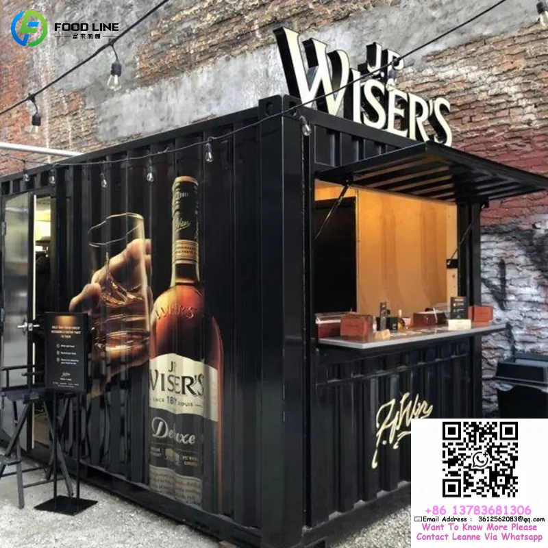 Customized 40ft Container Restaurant Outdoor Event Container Bar with LED Lighting and Beverage Cooler