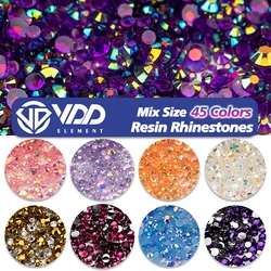 VDD 30/100g Mix rozmiar 2-6mm żywica Rhinestone krystaliczna kolor AB Flatback plastikowe luzem hurtownie dla majsterkowiczów paznokci rzemiosło artystyczne dekoracje