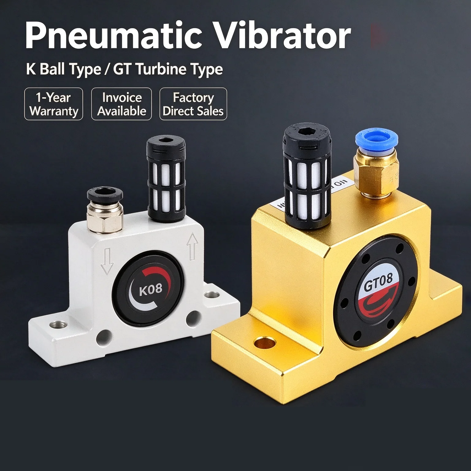 Pneumatic Vibrator GT Series Small Air Hammer K Type Oscillator Turbine for Maintenance of Vibratory Feeder Bowls