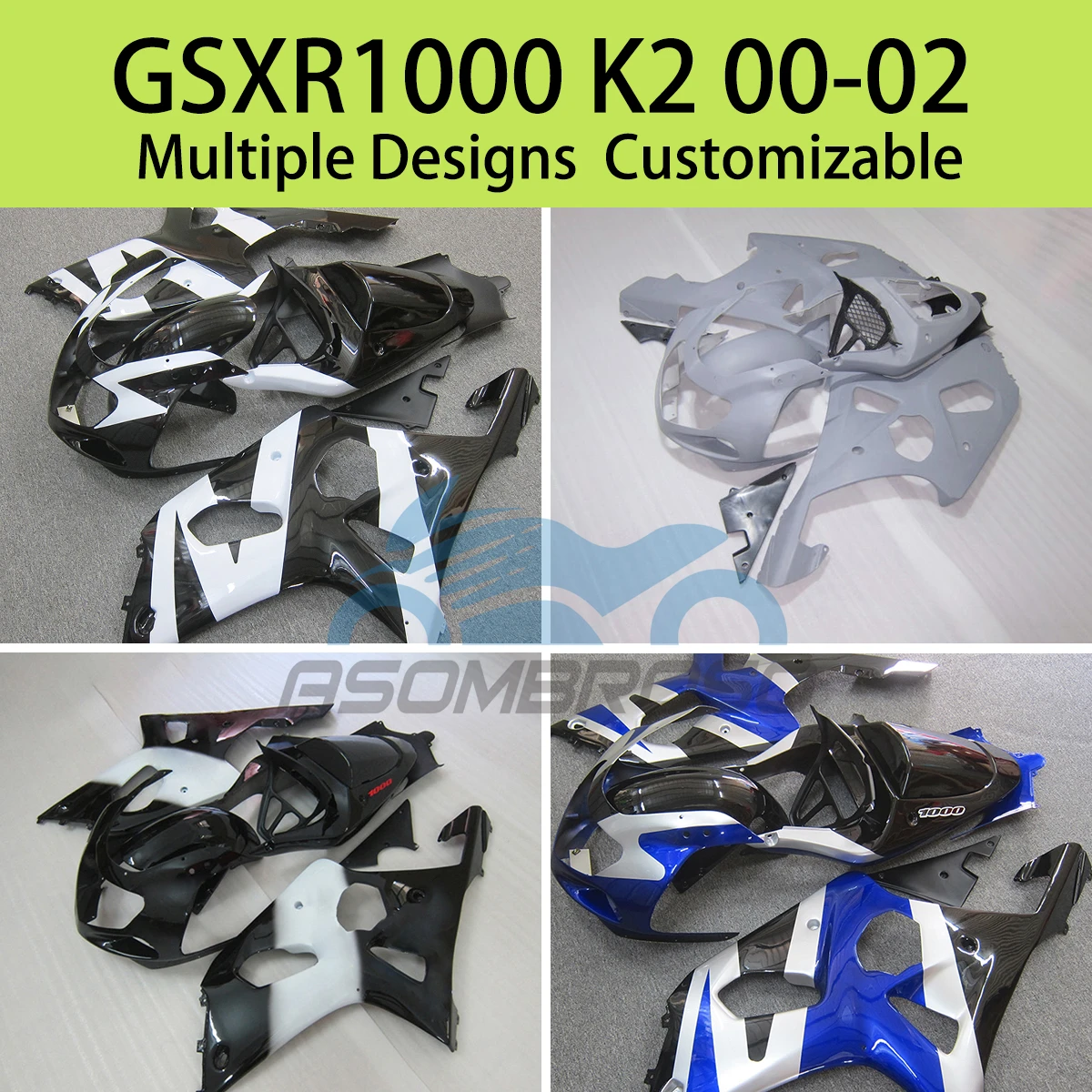 

GSXR1000 2000 2001 2002 Комплект обтекателей ABS для SUZUKI GSXR 1000 K2 00 01 02, комплект деталей кузова мотоцикла, полный обтекатель, обтекатель