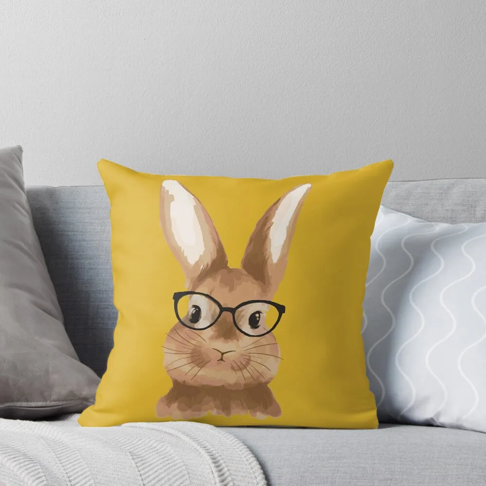 

Hipster bunny with glasses Throw Pillow pillows decor home Decorative Pillow Covers For Sofa Cushions For Sofa Sitting Cushion