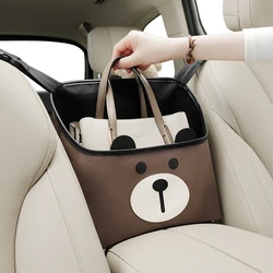 Car organizer storage bag for the middle of the car seat cartoon cute leather material