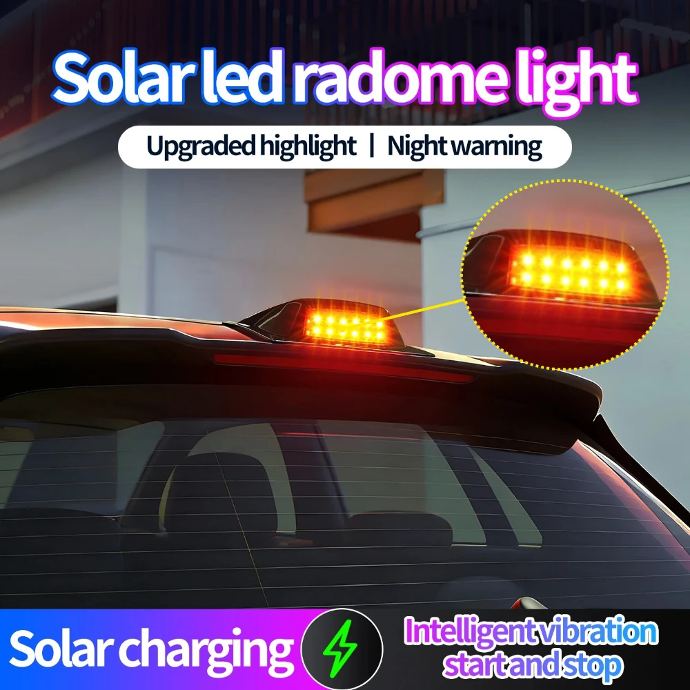 

Solar Powered LED Car Roof With Remote Control Decorative Cover Lights Anti Rear End Collision Warning Flashing Warning Light