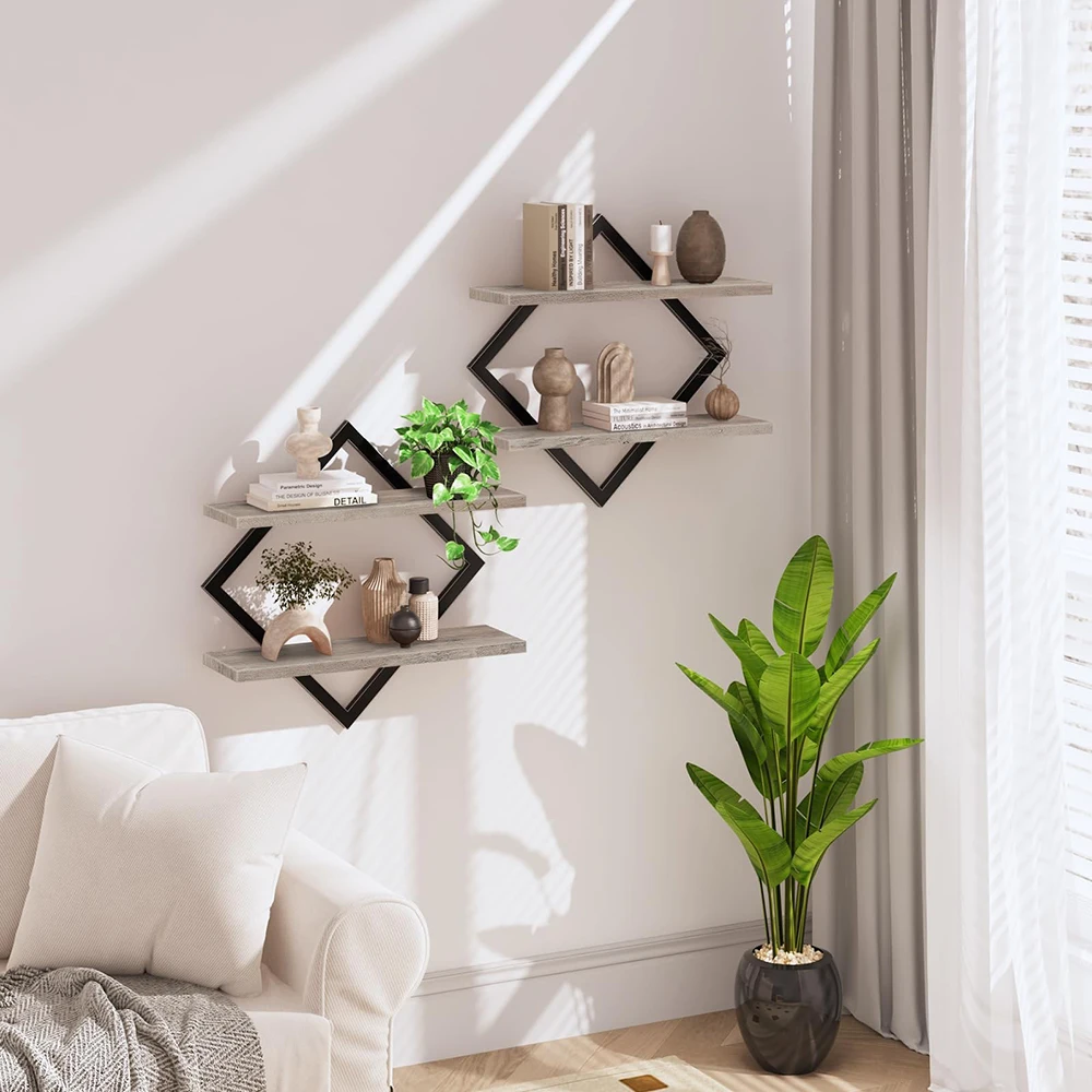 2 Pack Floating Wall Mounted Shelves, Sturdy Mdf Floating Hanging Shelves with Rust-Proof Steel Rail, Weight-Bearing Wall Storage Shelves for Bedroom, Kitchen, Study, Bathroom & Home Decor Display