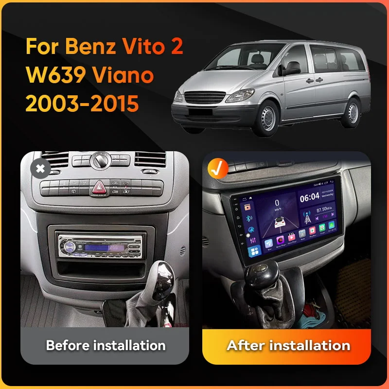 Android 12.0 Car Radio For Benz Vito 2 W639 Viano 2003 - 2015 IPS QLED Multimedia Video Player GPS AI Voice CarPlay Auto 8+128G