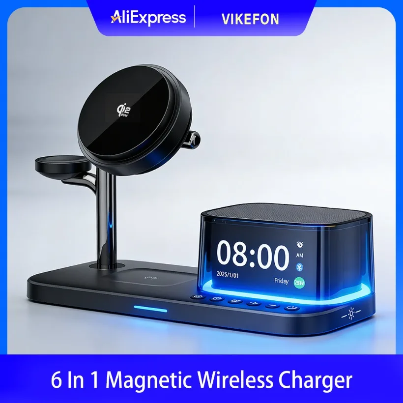 

Qi2.2 25 Вт TEC ICE охлаждающее магнитное беспроводное зарядное устройство Bluetooth-динамик быстрая зарядка для iPhone 12-17 Pro Max Apple Watch Airpods