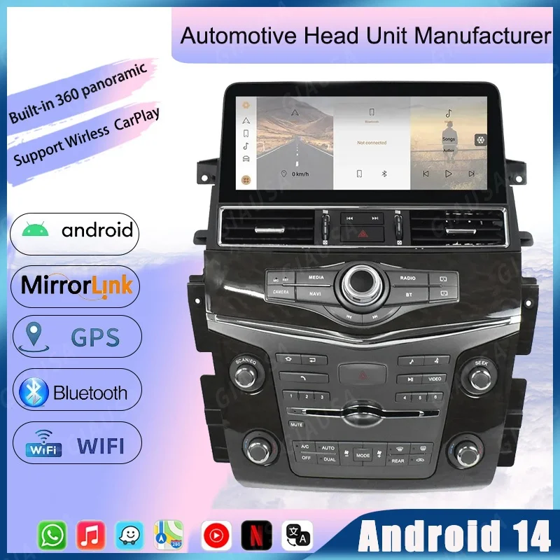 

12,1-дюймовый радиоприемник Android 13 для Nissan Patrol Y61 Y62 Infiniti QX80 QX56 2010-2020, GPS Carplay, автомобильный мультимедийный видеоплеер, экран