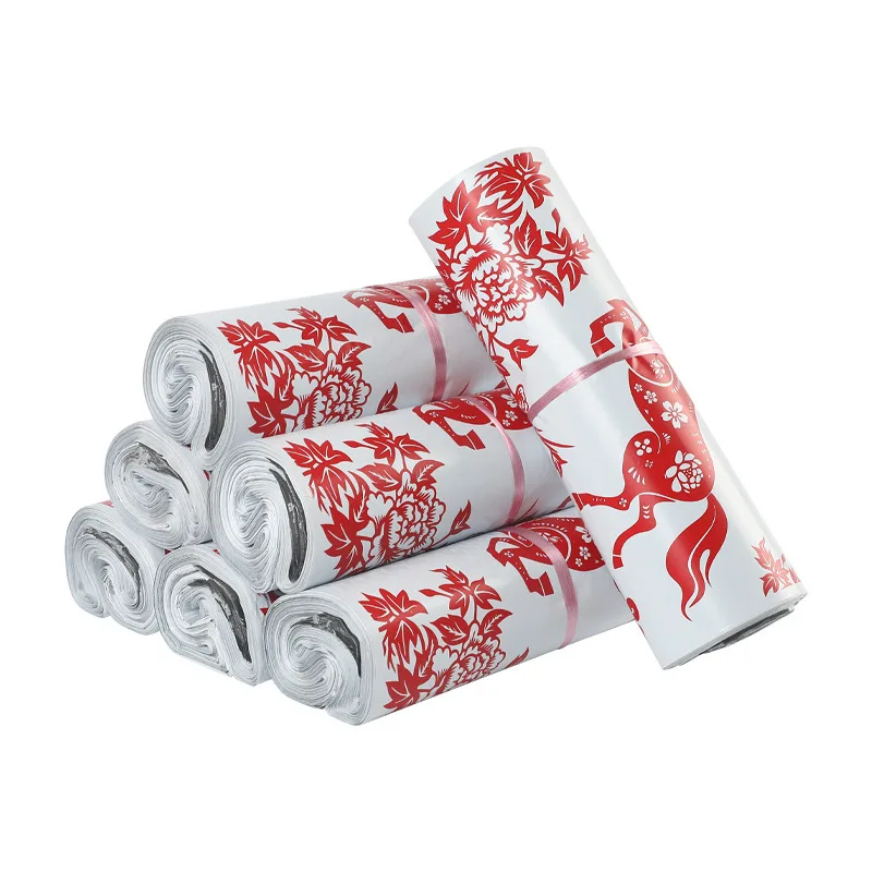 

50 шт. красных подарочных пакетов с принтом для экспресс-доставки, водонепроницаемые пакеты для одежды, почтовые конверты, курьерские пакеты