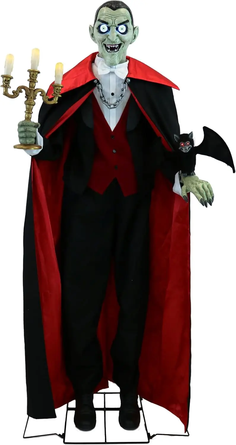 

Haunted Hill Farm 5.5-Ft. Tall Vampire Host Motion-Activated Talking Halloween Animatronic Indoor Covered Outdoor Creepy