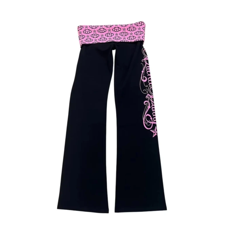 Fashion Letter Print Harajuku Aesthetics Gothic Slim Pants For Women American Retro Punk High Street Y2K Classic Slim Trousers