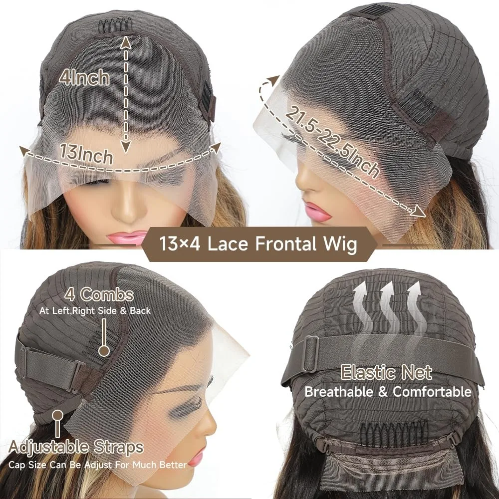 Peluca con malla Frontal rubia miel cabello humano 13x4 HD peluca con malla Frontal 4/27 resaltado Ombre cuerpo onda de encaje Frontal pelucas sin pegamento