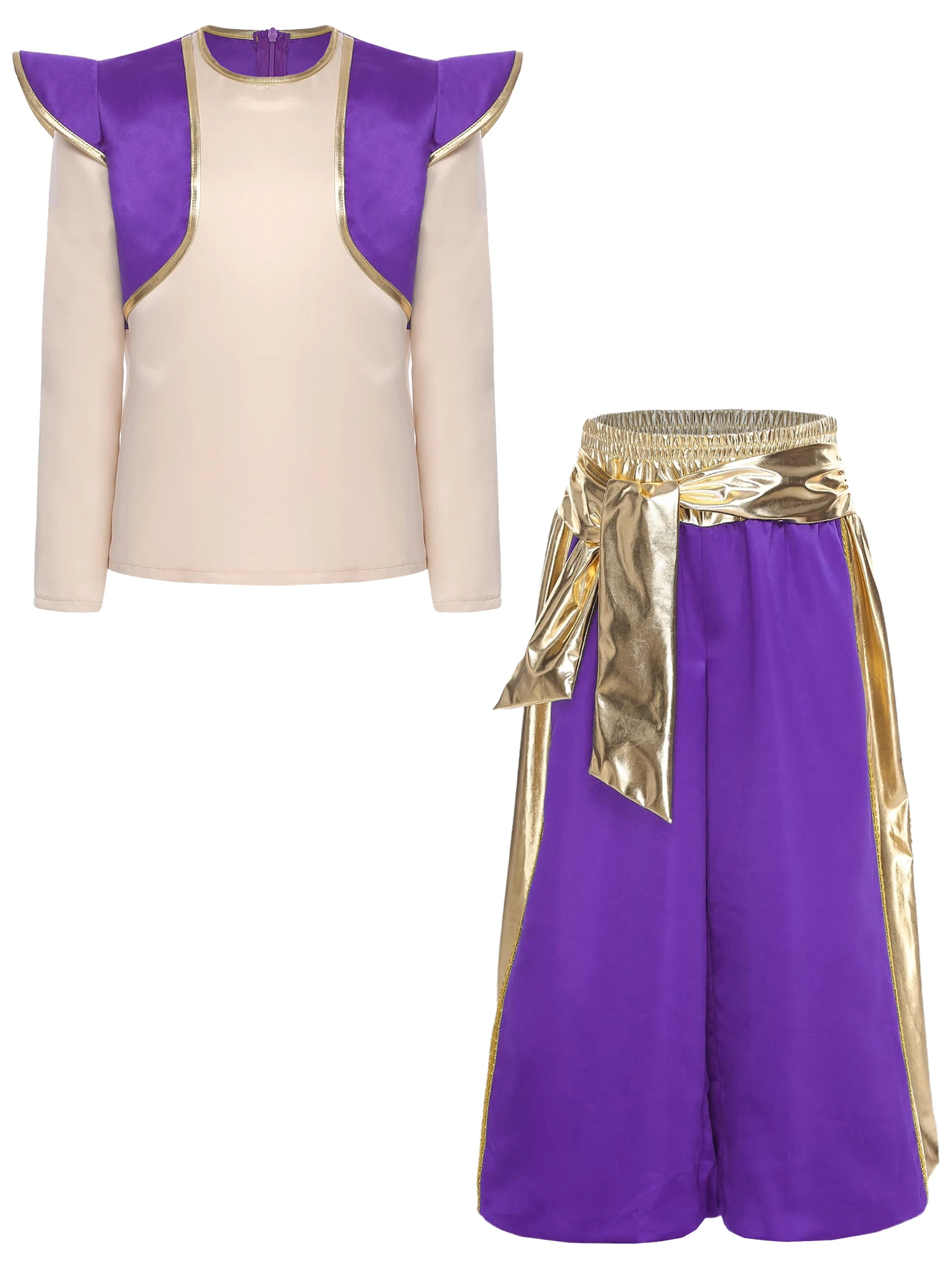 

Aladdin Arabian Prince Cosplay Costumes Halloween Party Carnival Fairy Tale Elf Shirt Cosplay Top And Harem Pants