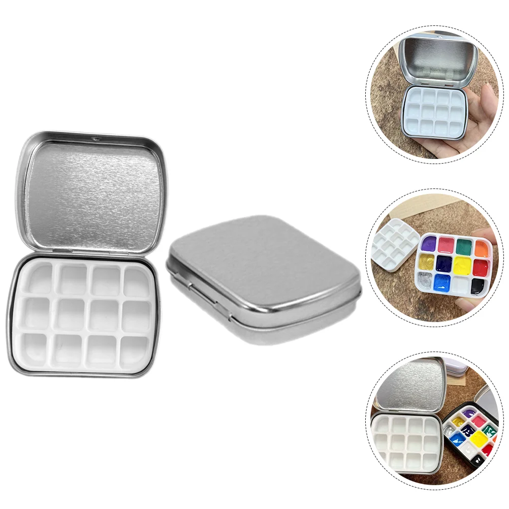 2 Sets Nail Mini Packaging Box DIY Polish Case Palette Gel Container Silver Tray Dispenser Pallet