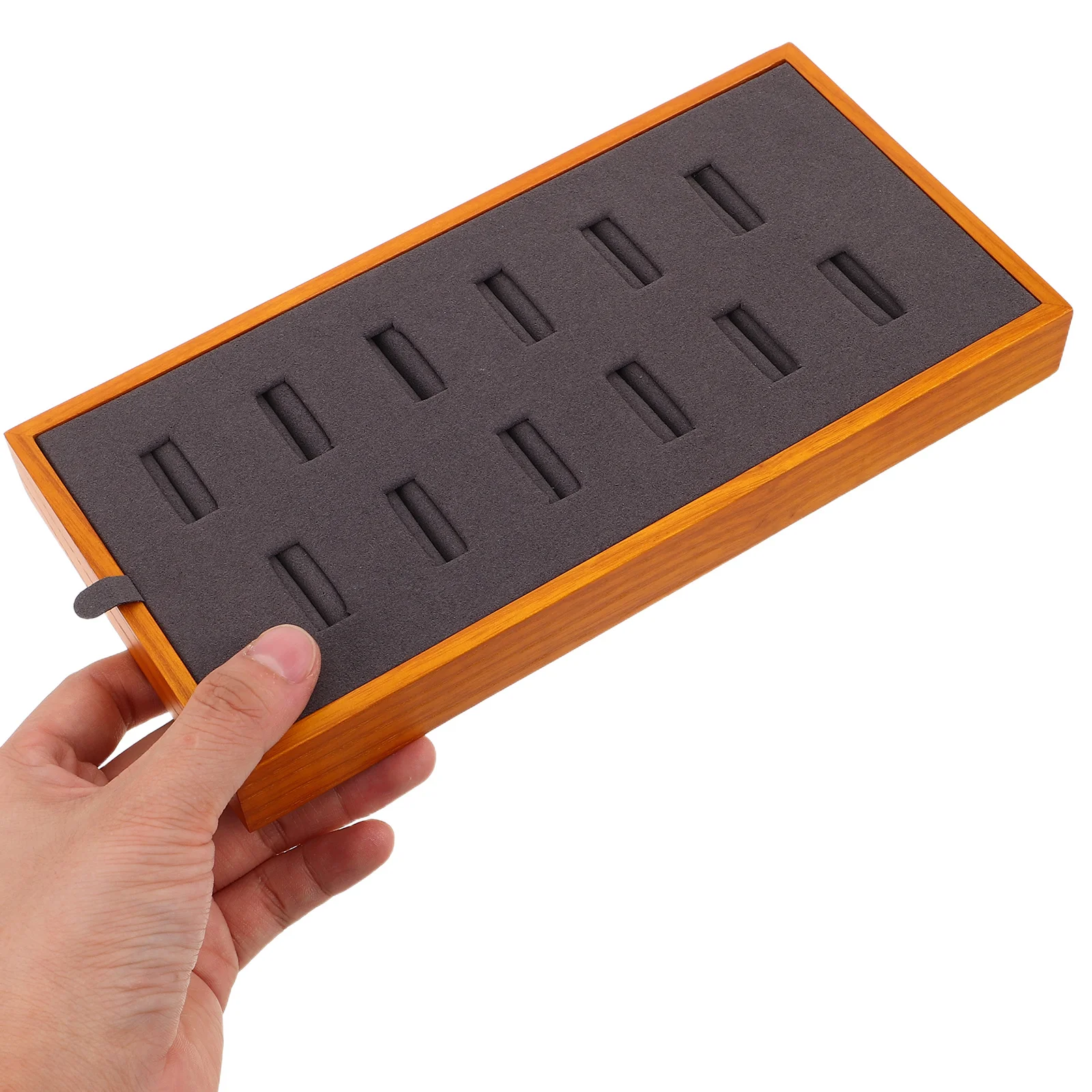 Solid Wood Jewelry Display Tray 12 Slots Ring Organizer Box Dustproof Storage for Rings Earrings Accessories Ring Tray