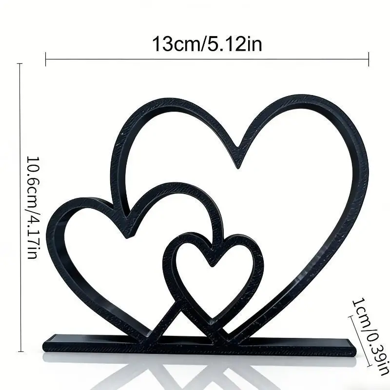 Heart-to-Heart Statue Chic Black White Love Ornament Elegant Decor for Coffee Bar Desk Counter Bookshelf