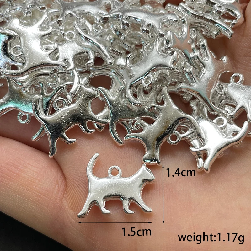 Fashion Charms Cat Animal Pendants DIY Making Necklace Bracelet Women Jewelry Gift Wholesale Of Materials Accessories 15pcs/Lot