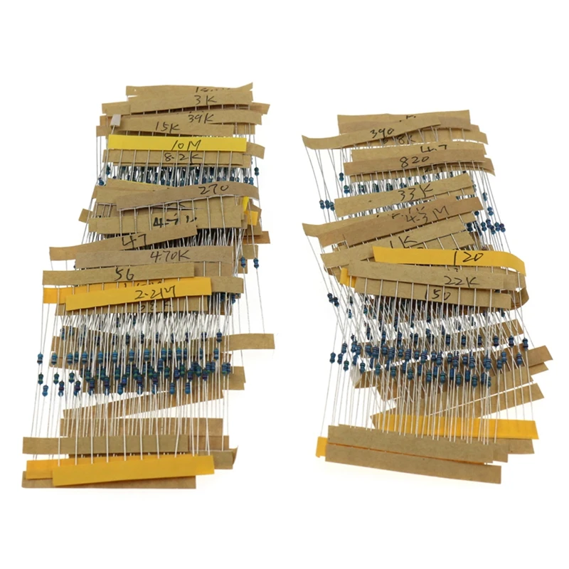 640Pcs 64Values 2W 1% 0.33R-1M Metal Film Resistor Kit Set