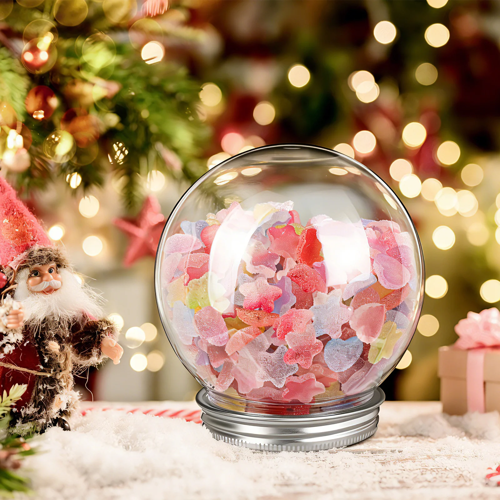 

4pcs Diy Snow Kit Clear Plastic Water Globe Crafts Making Empty Ball Shape Globe For Christmas Xmas Party Festival Decoration