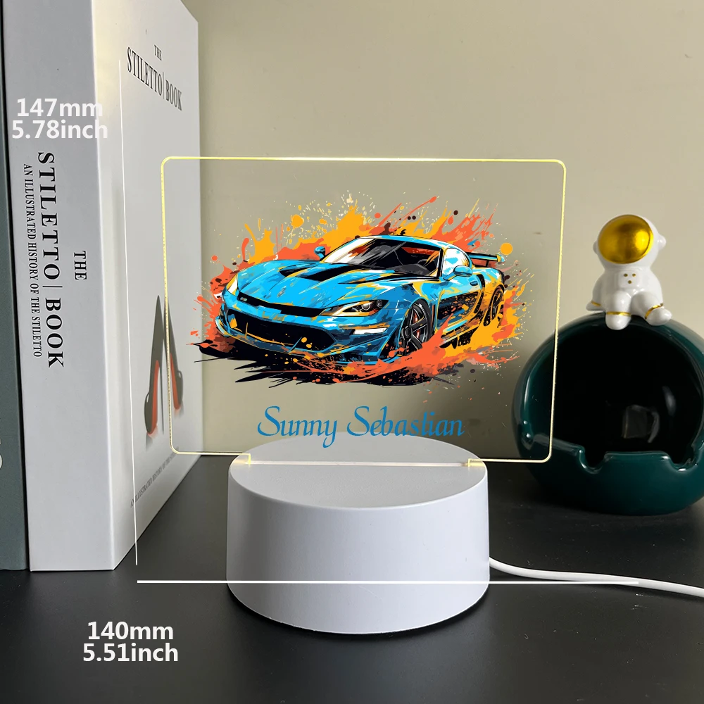 Personalized Custom Car Funny  Children'S Lamp Usb Ambient Desk Lamp With Touch Button 3D Led Night Light