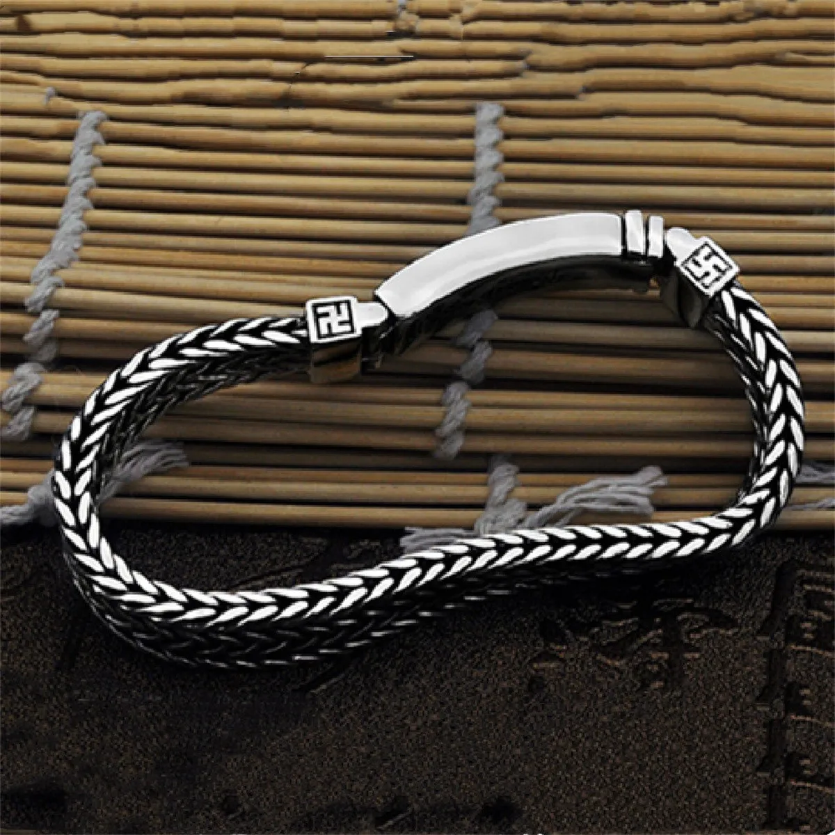 BOCAI S925 Sterling Silver Bracelet for Men New Fashion Vajra Pestle Weaven-Chain Bangle Amulet Punk Jewelry Free Shipping