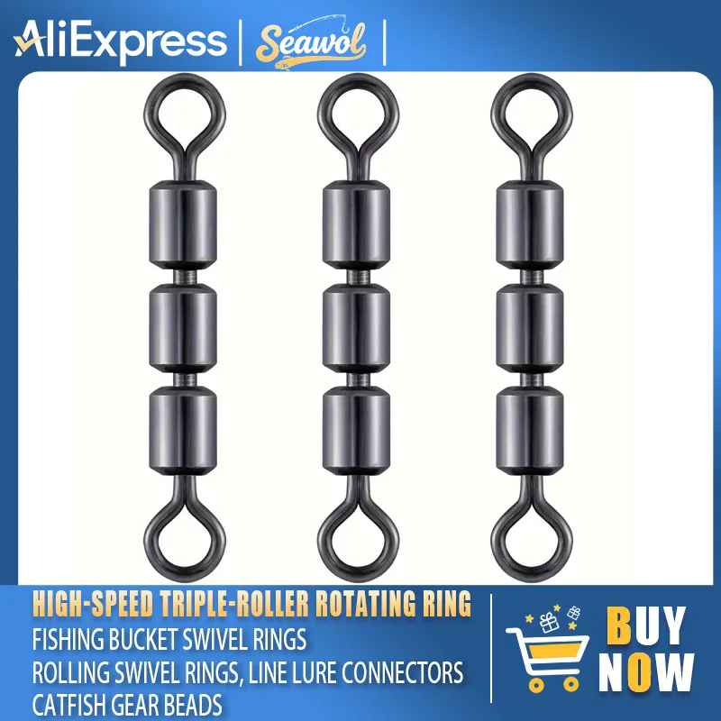 

Professional Catfish Fishing Rig Set: 30 Pcs High Speed 3 Roller Barrel Swivels, Durable & Smooth Rolling Leader Connector for B
